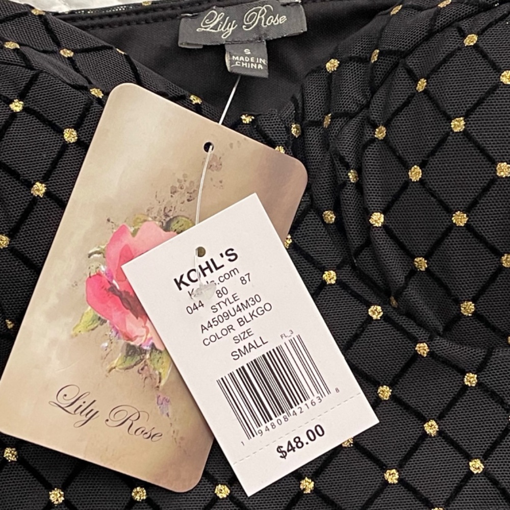 Lily Rose Black Party Dress with Gold Foiling - Juniors Size Small - Picture 14 of 16